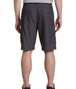 Shorts de sport pour hommes à taille mi-haute élastiquée avec fermeture éclair, logo personnalisé, 100 % laine respirante, design cargo uni, poches latérales - Product Image 2