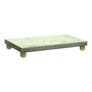 Support de plateau de cuisine vert en bois massif naturel, plateau décoratif pour savon et éponge de salle de bain, piédestal rectangulaire rustique en bois pour bougies et plantes - Product Image 1