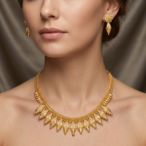 Divyoro Gold Plated Flower Statement Necklace Earrings Set Women Classic Adjustable Length Jewelry <b>Copper</b> Alloy Beads <b>Chain</b> - Product Image 4