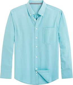 Camisa Oxford Titan Weave para Hombre, Lisa, Casual, con Botones, Cuello Clásico, Manga Larga, con Bolsillo, Edición Profesional Omni 2026 - Product Image 1