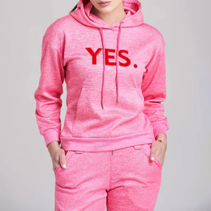Women's Pink Hooded Tracksuit Full Sleeve Solid Design Casual Loose Fit <b>Sweatshirt</b> And Pants Set With Side Pockets - Product Image 6