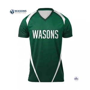 เสื้อยืดวิ่งออกกำลังกายแขนสั้นคอวีสีเขียวสำหรับผู้ชาย ยี่ห้อ Wasons พิมพ์ลายตัวอักษรสีขาว ทรงปกติ แห้งเร็ว ผลิตจากผ้าโพลีเอสเตอร์ถัก - Product Image 1