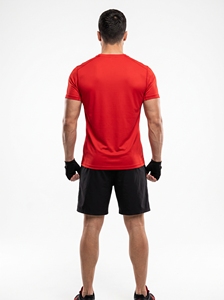 Camiseta Casual de Manga Corta con Cuello Redondo para Hombre, Color Rojo, con Logotipo, de Secado Rápido, Tejido de Punto, 100% Poliéster, Corte Ajustado, Antiarrugas y Transpirable - Product Image 4