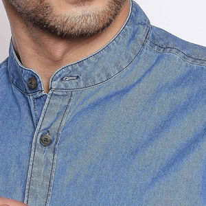 Classic <b>Men</b> Denim Shirt Long Sleeve Durable Stitching Casual Style Regular Fit Soft Cotton Fabric Reliable Supplier Soft Shirts - Product Image 5