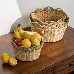 Scalloped Rim Water Hyacinth Rattan Animal Shape Handmade Eco-Friendly <b>Toy</b> <b>Storage</b> <b>Basket</b> KV NATURAL HOME Multifunction Made - Product Image 1