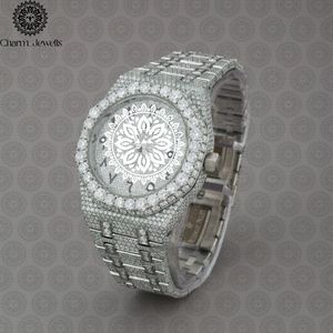 Montre de luxe Charm Jewells en acier inoxydable, boîtier de 40 mm, mouvement mécanique analogique, date automatique, mode vintage pour homme, accents de diamants - Product Image 3