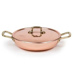 Cacerola Moderna de Cobre Puro de Alto Brillo con Tapa Plana para Servir en Mesas de Lujo y Exhibición en Eventos - Product Image 3