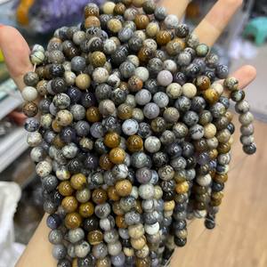 Perles rondes lisses en opale dendritique naturelle, pierres précieuses énergétiques pour la guérison, perles en vrac pour bracelet, collier, fabrication de bijoux DIY - Product Image 6