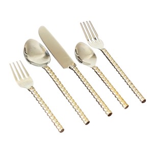 Juego de cubiertos de latón dorado de lujo con diseño único de mango en forma de hoja, juego de cubiertos para el hogar, hotel y restaurante al mejor precio. - Product Image 2