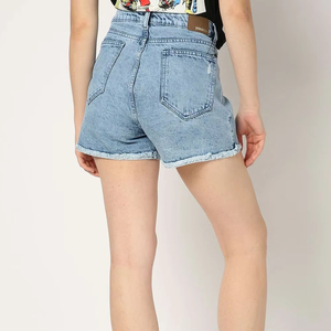 Últimos pantalones cortos de mezclilla de color liso para mujer, pantalones cortos de jean de cintura alta para verano, ropa de mujer, pantalones cortos teñidos lisos para mujer, ¡gran oferta! - Product Image 4