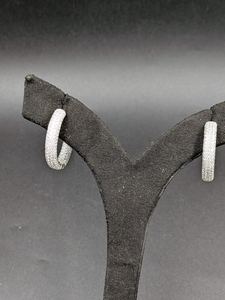 VVS Moissanite Round Brilliant Cut <b>Hoop</b> <b>Small</b> Sparkly <b>Hoops</b> <b>Silver</b> Huggie Earrings Everyday Minimal Earrings - Product Image 2