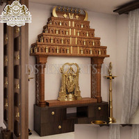 Mandir de Madera de Teca Sólida Hecho a Mano de Gran Tamaño, Moderno, de Lujo, Impermeable, Plegable, Multifuncional, Personalizable, Religioso