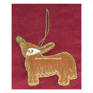 Ornement de Noël en forme de paon, broderie dorée en zari, matériau en tissu, avec plusieurs couleurs, utilisé pour la décoration de fête d'anniversaire - Product Image 3