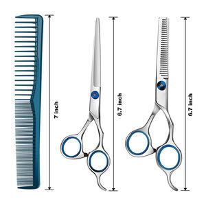 Lightweight High Quality Sharp Barber <b>Thinning</b> Shears Kit with <b>Mirror</b> Polish Stainless Steel Scissors Set Steel Handle Comb - Product Image 3
