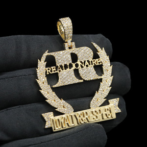 จี้สร้อยคอ Realionaire Loyalty & Respect ชุบทอง 18K ประดับคริสตัลและเพชรเทียม สไตล์ฮิปฮอป ของขวัญเครื่องประดับสำหรับผู้ชาย - Product Image 4