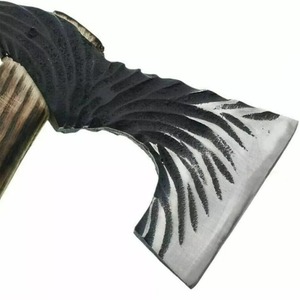 Hiking <b>Axe</b> High carbon steel viking <b>axe</b> Leather wrapped ash <b>handle</b> Rosewood <b>handle</b> handmade <b>axe</b> Viking <b>axe</b> gift for men - Product Image 2