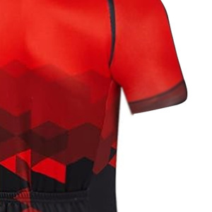 Ensemble de maillot de cyclisme pour hommes, imprimé géométrique, manches courtes, rouge et noir, coupe sport d'été - Product Image 6