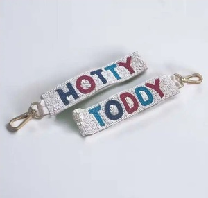 Durable Custom Sequin Hotty Toddy Beaded Adjustable Game Day Keychain Wristlet <b>Personalized</b> College Fan Fabric Backing <b>Keychains</b> - Product Image 4