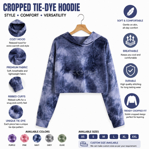Sweat-shirt à capuche court tie-dye Cosh International Sorority Sisterhood, style streetwear tendance, pull décontracté à capuche, personnalisable - Product Image 6