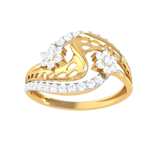 Bague florale de luxe en or pour femme avec un design élégant en filigrane et ajouré, bijoux de mariage - Product Image 3
