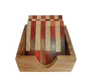 BLEND Quality <b>Epoxy</b> Resin And Wooden Coasters Set of 4 With Holder Decorative Square Round <b>Epoxy</b> Wood Resin Coaster - Product Image 1