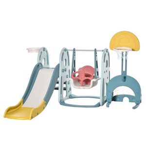 Set Altalena per Bambini Blu/Bianco/Giallo con Scivolo, Giochi Altalene e Scivoli per il Divertimento - Product Image 3