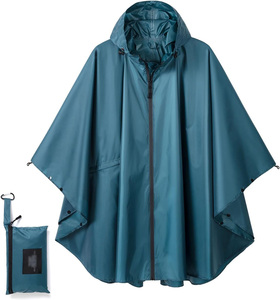 Yellow Waterproof Poncho <b>Raincoat</b> with Hood and Zipper Closure Lightweight Portable Outdoor Use Compact Storage Bag Included ODM - Product Image 5