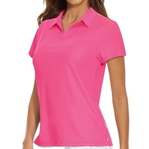 เสื้อผ้าผู้หญิงลำลองผ้าแคนวาสสีพื้นขายดี ออกแบบตามสั่ง ราคาดีที่สุด เสื้อกอล์ฟสีชมพูสำหรับใส่หน้าร้อน - Product Image 1