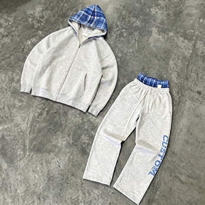 Custom Winter Casual Solid Hooded Tracksuit Men Women Blank Heavyweight Cotton Fleece <b>Sweatshirt</b> Jogger Pants Two Piece <b>Gym</b> - Product Image 1