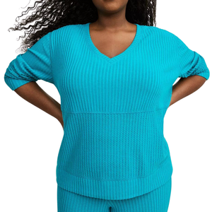 Suéter de Punto de Invierno para Mujer, Talla Grande, Suave y Acogedor, Manga Larga, Informal, Holgado, Corte Relajado, Ribete Acanalado, Top Moderno - Product Image 4