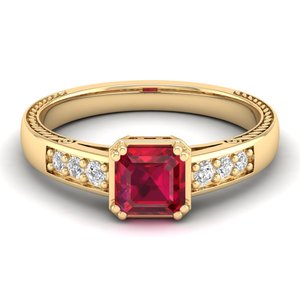 แหวนขอแต่งงาน REYES หรูหรา ทองคำแท้ 14K ประดับทับทิมเจียระไนทรงปรินเซส 0.75 กะรัต พร้อมใบรับรอง GRA เครื่องประดับโมอิสซาไนต์สำหรับผู้หญิง - Product Image 6