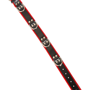 Collier ras du cou en cuir PU rouge et noir avec anneaux en D et clous argentés, accessoire de mode unisexe - Product Image 4