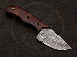 Couteau de chasse à lame fixe en acier Damas de haute qualité avec étui de luxe, couteau droit - Product Image 3