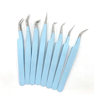 Pinzas para Pestañas de Acero Inoxidable Azul Claro, Punta Puntiaguda de Precisión, Juego de Herramientas para Extensión de Pestañas de Volumen - Product Image 6