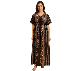 Chemise de nuit en coton pur pour femmes |   Kaftan Maxi pour femmes |   Robes de nuit kaftan pour femmes |   Chemise de nuit en coton pour femmes élégante | - Product Image 1