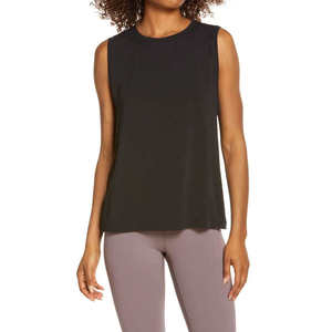 Women's <b>Black</b> Knitted Sleeveless <b>Tank</b> <b>Top</b> O-Neck Casual Breathable Solid Color <b>Top</b> - Product Image 1