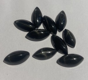 Diopside noir naturel, cabochon marquise, pierre précieuse à effet étoile à 4 branches, fabrication de bijoux, vente en gros, OEM, ODM - Product Image 2