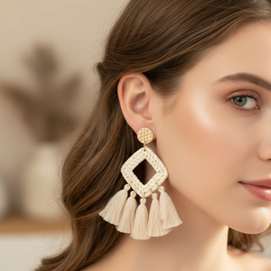 Vintage Inspired Rattan <b>Earrings</b> <b>Handmade</b> Natural Woven <b>Earrings</b> for Beach Party Festival Jewelry Accessories - Product Image 2