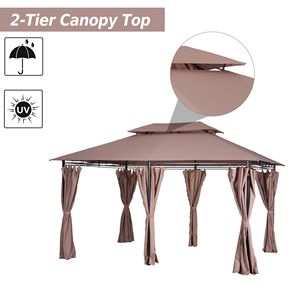 Gazebo con Tetto Ventilato 10x13 Color Kaki, Struttura in Acciaio e Tende per Uso Esterno, Categoria Prodotti Tende da Sole e Pergole - Product Image 4