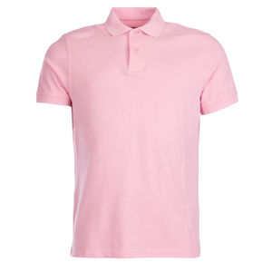 Polo de Manga Corta Rosa para Hombre, Corte Regular, Diseño Informal de Punto Transpirable, Color Sólido, Tela Piqué - Product Image 3