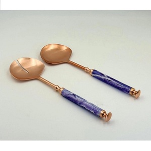 Couverts décoratifs or rose avec manche en résine créative, cuillère de service, fourchette, spatule à salade en acier, ustensiles de cuisine, cuillère à salade, vaisselle - Product Image 1