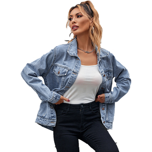 Private Label OEM Manufacturer <b>Button</b> Down Closure Women's Denim Jackets Competitive Price Ladies <b>Jean</b> Outerwear Denim Jacket - Product Image 3
