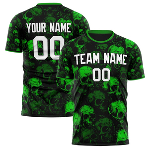 Camiseta de Fútbol Sublimada Personalizada Unisex, Verde y Negra con Diseño de Calavera, Manga Corta, Cuello Redondo, Poliéster que Absorbe la Humedad, Colo-Colo - Product Image 5