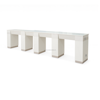 Table de manucure élégante en marbre, couleur personnalisée, mobilier commercial haut de gamme pour salon de manucure, avec garantie d'un an.