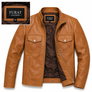 OEM Custom Genuine Leather Men's Casual Bomber <b>Jacket</b> Stand Collar Zipper Closure Windproof Breathable Eco-Friendly Features - Product Image 6