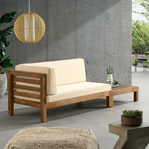 Modern Teak Outdoor Sofa Set With Coffee Table Luxury Garden Patio Furniture Resort Villa Lounge <b>Seating</b> Set Solid Wood Outdoor - Product Image 1