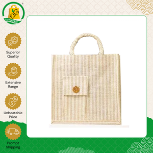 Bolsa de Compras de Yute con Asa Acolchada y Diseño Geométrico Estilo Bohemio, Fácil de Llevar, de Vendedor Confiable - Product Image 3