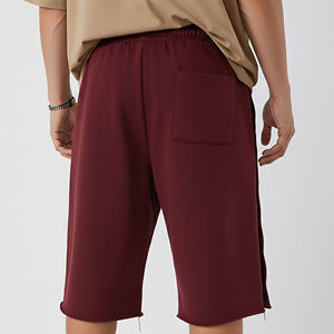 Short de jogging pour homme en toile 100% coton, personnalisé avec logo imprimé en relief 3D, poids lourd, couleur unie, avec attaches latérales – Vente en gros - Product Image 2