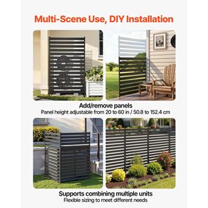 Divisorio Moderno Autoportante in Metallo da 96,5 cm L x 152,4 cm H con Pannello per la Privacy e Picchetti di Fissaggio a Terra, per Giardino e Interni - Product Image 6