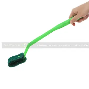 Highly Efficient Cleaning Sponge Scouring Brush With Long Curved Plastic Handle Keep Your Toilet Bathroom Clean Low Price